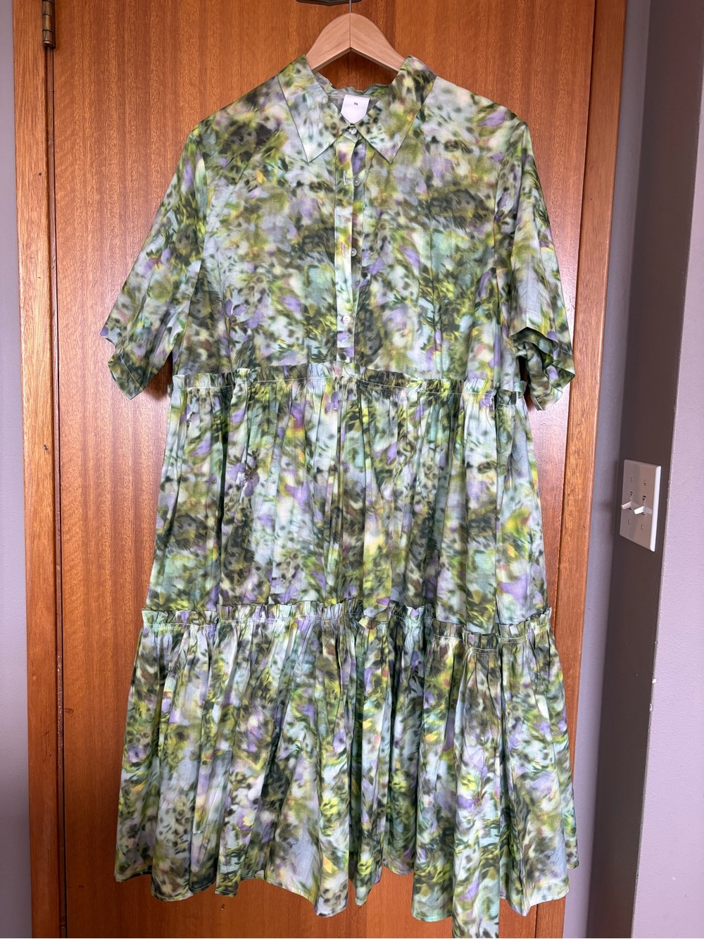 Green Floral Tiered Shirt Dress by KOWTOW